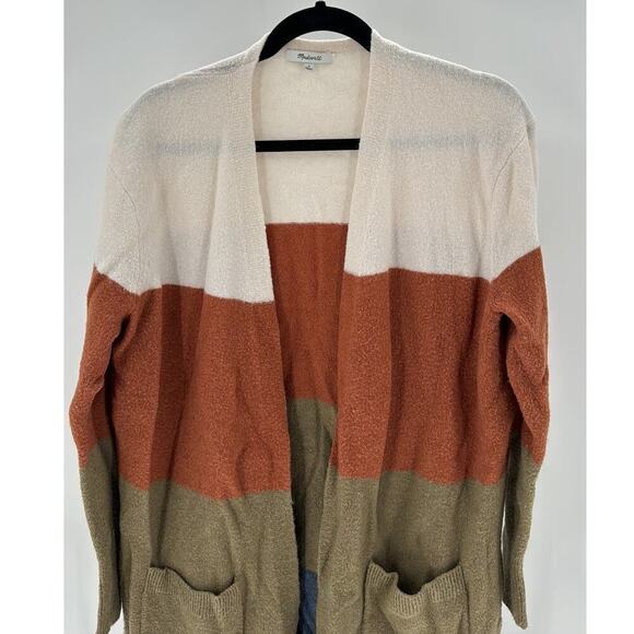 Madewell Kent striped open front cardigan alpaca Marino wool blend longline - Picture 4 of 9